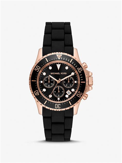 michael kors oversized sport rose gold-tone and silicone watch|mk rose gold watch sale.